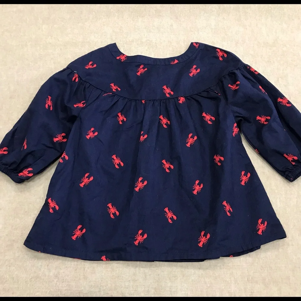 Girls Old Navy Lobster Crawfish Blouse  3/4 Sleeve w/ 3 Button Neckline Size 5…